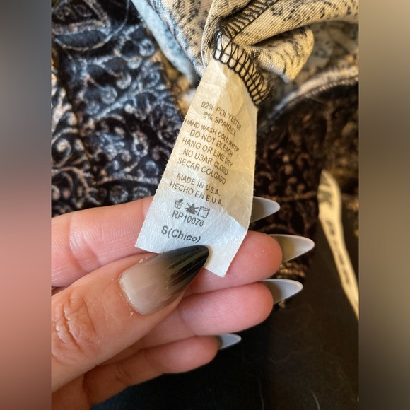 Reverof black velvet paisley print flare fitted pants XS - Picture 10 of 12